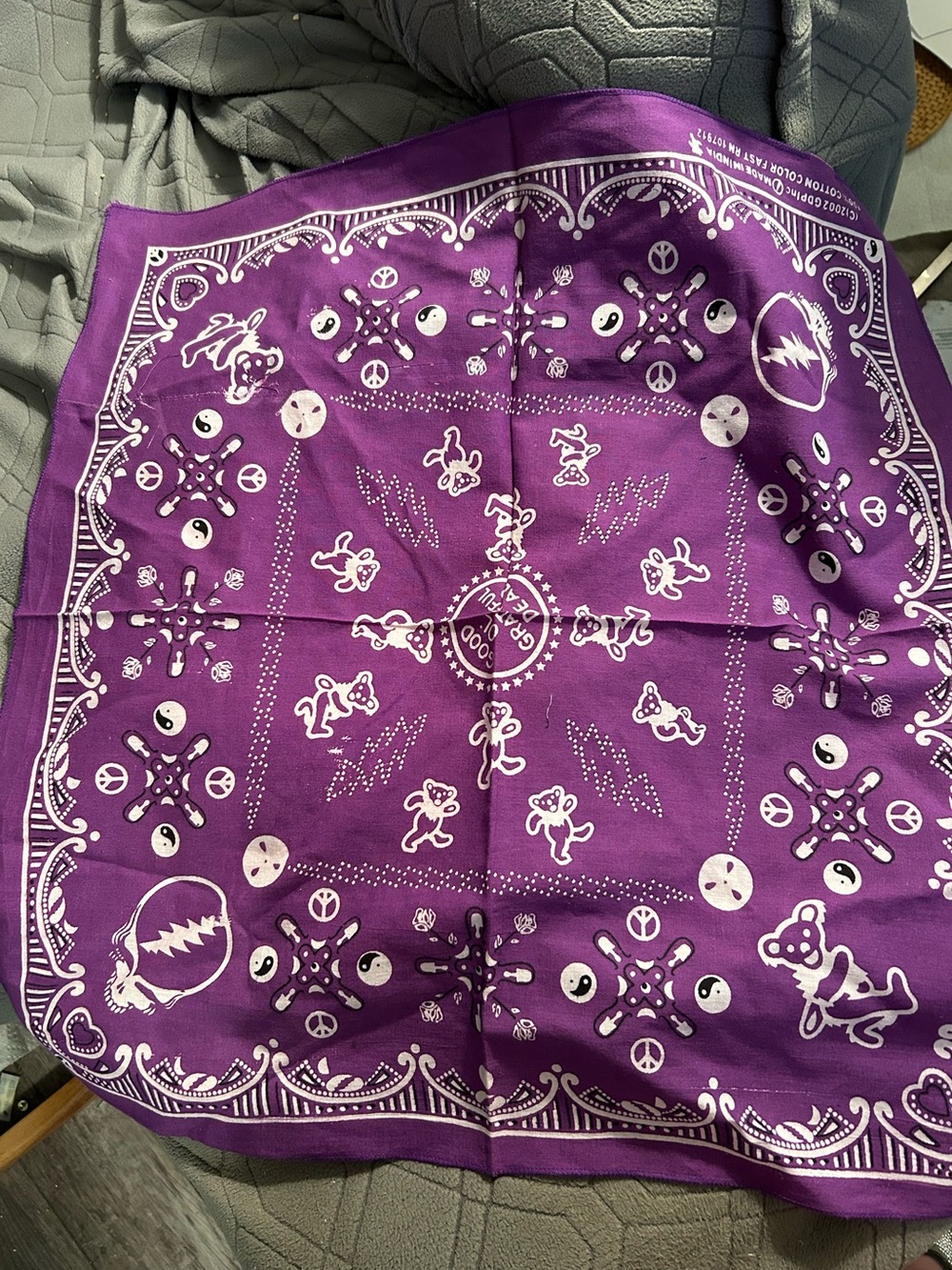 Grateful Dead Y2K Purple Paisley Bandana 19x19